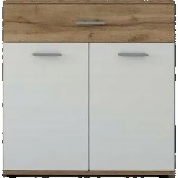 Komoda Skříňka SANTO Typ E 2D1S Wotan/Bílá – moderní, s tichým dovíráním