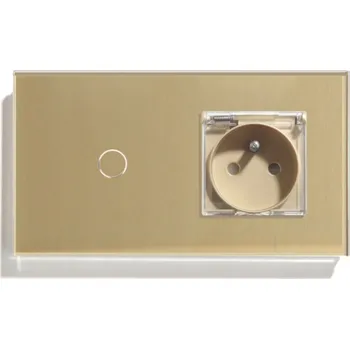 Elektrická zásuvka JEDNODUCHÝ DOTYKOVÝ SPÍNAČ 1K + VODOTĚSNÁ ZÁSUVKA IP44 SKLENĚNÁ