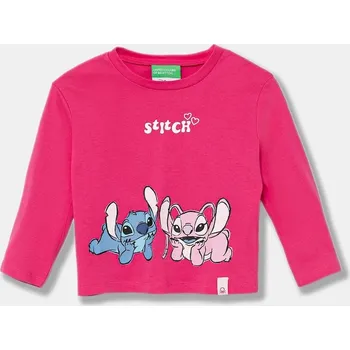 Chlapecké tričko Dětské bavlněné tričko s dlouhým rukávem United Colors of Benetton 35RYG10KC.P.seasonal růžová 42X, vel. 82