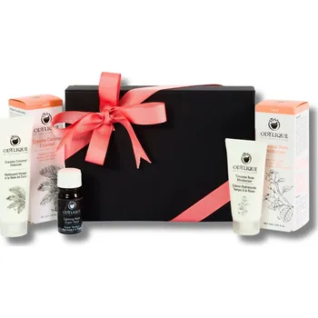 Kosmetická sada Odylique | Dárková sada pro citlivou pleť - Rose 3 mini produkty pro citlivou pleť - čistící mléko, toner, krém