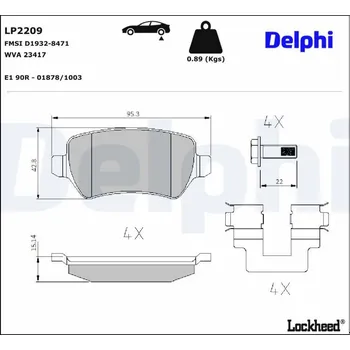 Autodíl Sada brzdových destiček, kotoučová brzda DELPHI LP2209