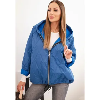 Dámská prošívaná bunda s kapucí džínová modrá UNI