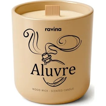 Svíčka Vonná svíčka parfémová vůně Aluvre ve skle s dřevěným knotem – Ravina