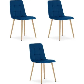 Jídelní židle Set tří jídelních židlí KARA sametové, granátové / hnědé nohy (3 ks)