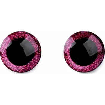 Oči glitrové s pojistkou Ø25 mm - pink - sada 2ks