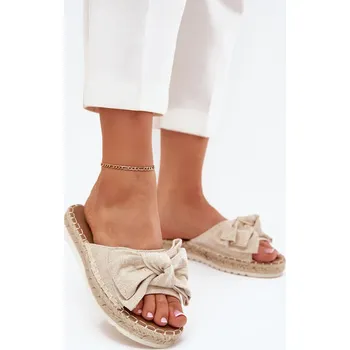Dámské pantofle Dámské Sandály Na Platformě S Pletením A Mašlí Alpireda Barva: Béžová, Velikost: 40