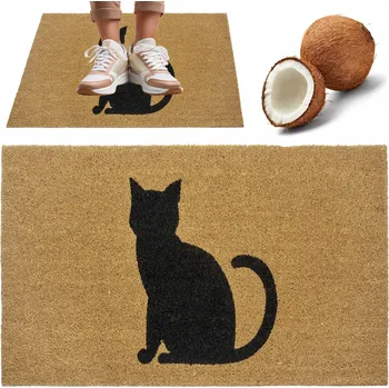 Rohožka ROHOŽKA PŘED DVEŘE Kokosová 45x75 cm ČERNÁ KOČKA prostiskluzová podložka