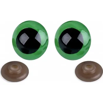 Oči glitrové s pojistkou Ø26 mm - zelené - sada 2ks