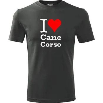 Pánská móda Grafitové tričko I love Cane Corso - dárek pro pejskaře - barva antracit - velikost XL