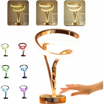 Lampička SPIRÁLOVÁ LED STOLNÍ LAMPA RGB DO LOŽNICE 13W MODERNÍ ZLATÁ 3 REŽIMY