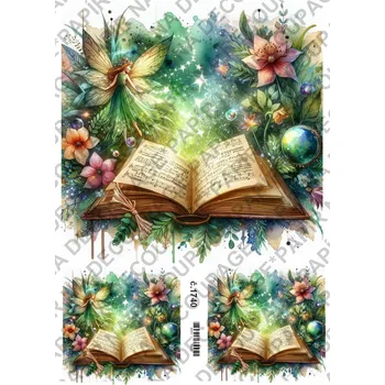 Umělecký papír Rýžový a soft papír na decoupage - Knižní víla - KB01740 Materiál: Soft, Rozměr: A4