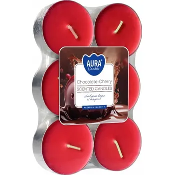 Svíčka Parafínová čajová svíčka Čokoláda - Višeň Aura 6 ks