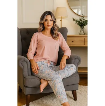 Pánské pyžamo Leveza Fidelia pyžamo 1510 7/8 M-2XL pudrově růžová L