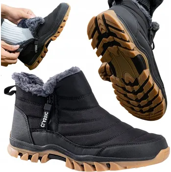 Dámská zimní obuv ZIMNÍ ZATEPLENÉ VODĚODOLNÉ BOTY ČERNÉ TRAPERY SNĚHULE KOTNÍKOVÉ BOTY NAD KOTNÍK