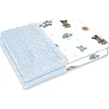 Dětská deka Oboustranná deka, Bavlna/Minky 100 x 75 cm, Méďa pilot - bílá, modrá