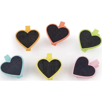 Dřevěné kolíčky s tabulkou - hvězda, srdce, květ, malé, 2 mix srdce