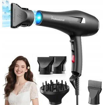 Fén Výkonný Fén na Vlasy Velký 2400W s Ionizací Studený Vzduch Difuzér