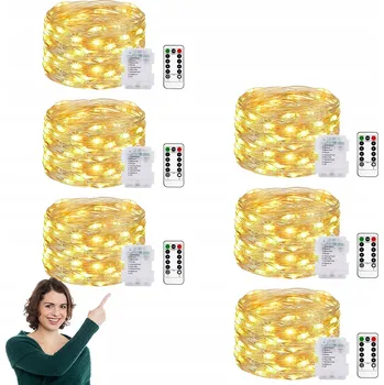 Vánoce LED SVĚTÝLKA NA DRÁTKU vánoční osvětlení na stromeček NA BATERIE 10 METRŮ 100 LED TEPLÁ BÍLÁ