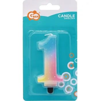 Dortová svíčka Narozeninové SVÍČKY Dekorace na dort ČÍSLICE 1 ombre PASTELOVÁ barevná