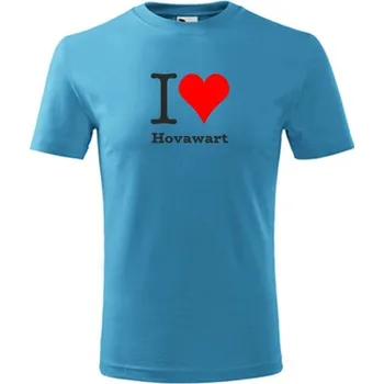 Dětská móda Tyrkysové dětské tričko I love Hovawart - dárek pro malého pejskaře / pejskařku - barva tyrkysová - velikost 8let