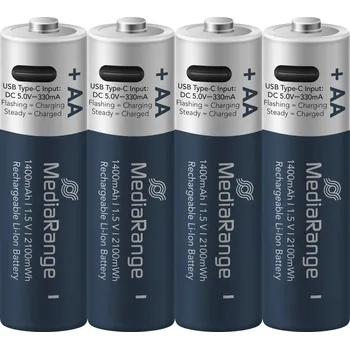 Článková baterie Mediarange Mignon AA USB-C Li-Ion MRBAT161 4 ks