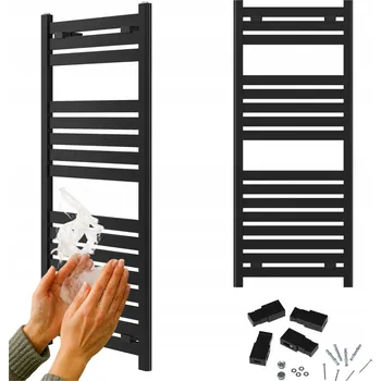 Radiátor Koupelnový radiátor nástěnný vodní 120x50 ČERNÝ žebříkový radiátor ENZO