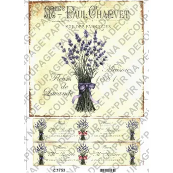 Umělecký papír Rýžový a soft papír na decoupage - Levandule - KB01753 Materiál: Soft, Rozměr: A4
