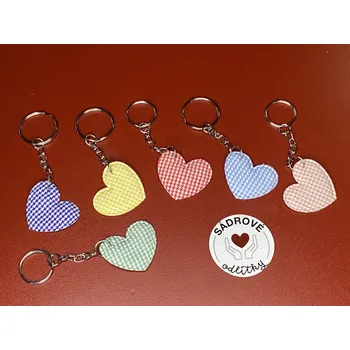 HandMade by VeJa Přívěšek na klíče - látkové čárové srdce
