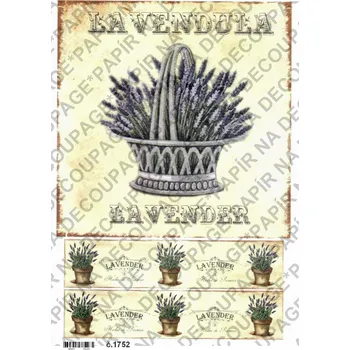 Umělecký papír Rýžový a soft papír na decoupage - Levandule - KB01752 Materiál: Soft, Rozměr: A4