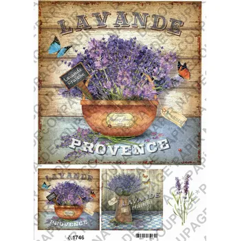 Umělecký papír Rýžový a soft papír na decoupage - Levandule - KB01746 Materiál: Soft, Rozměr: A4