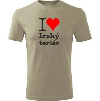 Pánské tričko Khaki tričko I love Irský teriér - dárek pro pejskaře - barva khaki - velikost S