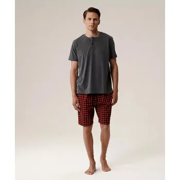 Pánské pyžamo Pyžamo Atlantic NMP-397 kr/r S-2XL vínově šedá XXL