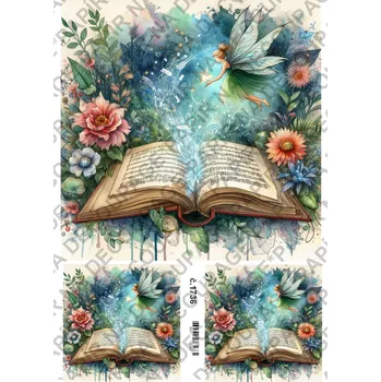 Umělecký papír Rýžový a soft papír na decoupage - Knižní víla - KB01736 Materiál: Soft, Rozměr: A4