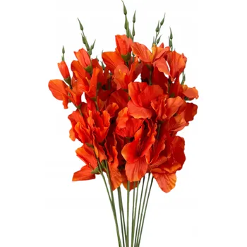 umělá květina UMĚLÉ KVĚTY DEKORAČNÍ VĚTVIČKA MEČÍK na dekorace , oranžová 54 cm