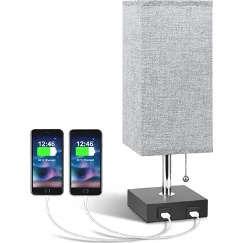 Lampička Stolní lampa EMMA SQ E27 2xUSB