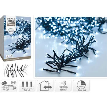 Vánoční dekorace osvětlení vánoční 4m 576LED studená BÍ 8 funkcí s časovačem