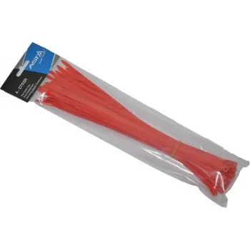 Organizace kabelů Stahovací pásky 5 x 300 mm, 50 kusů, červená barva - ASTA
