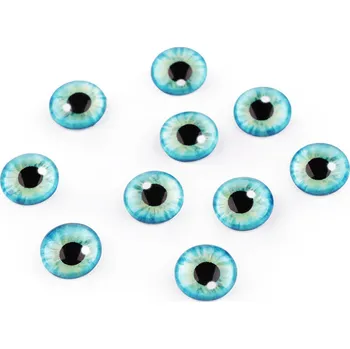 Skleněné oči k nalepení Ø10 a 12 mm, malé, 8 (12 mm) tyrkysová