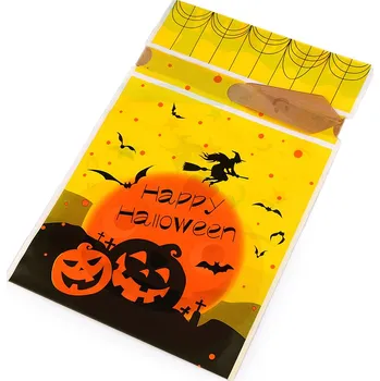 Dárková taška Sáček s atlasovou stuhou Halloween 15x22,5 cm, malé, 2 žlutá černá