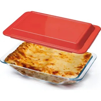 Dóza na potraviny Žáruvzdorná nádoba s víkem na zapékání, lasagne 2,5 l 29x19,8x5,5 cm