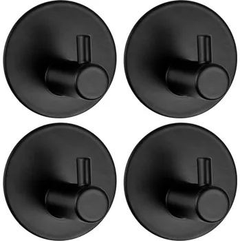 Věšák Sada čtyř koupelnových věšáků TAVAS černá (4 ks)