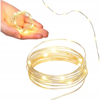 Vánoční dekorace LED GIRLANDA NA DRÁTKU 1M DEKORATIVNÍ SVĚTÝLKA TEPLÁ BÍLÁ OZDOBNÁ