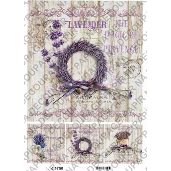 Umělecký papír Rýžový a soft papír na decoupage - Levandule - KB01750 Materiál: Soft, Rozměr: A4