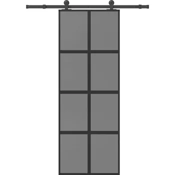 Interiérové dveře vidaXL Posuvné dveře s kováním 76x205 cm tvrzeného sklo a hliník [3333019]