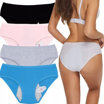 Dámské spodní prádlo Menstruační kalhotky ANET bavlněné kalhotky střihu figi, velikost L, vícebarevné