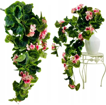 umělá květina UMĚLÁ PELARGONIE KVĚTINOVÁ GIRLANDA KVĚTY PELARGONIE ZÁVĚSNÁ KVĚTINA 80 cm