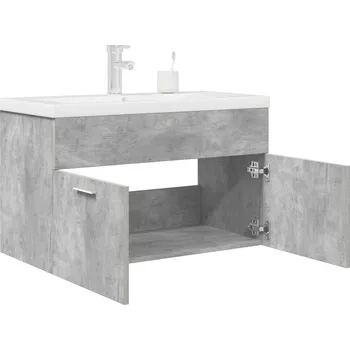 vidaXL Koupelnová umyvadlová skříňka s vestavěným umyvadlem a baterií [3324890] Barva: Betonová šedá