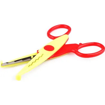 Nůžky dětské s kreativní vlnovkou a vroubky délka 13 cm, malé, 1 žlutá světlá