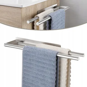 Držák na ručník DRŽÁK NA RUČNÍKY NA ZEĎ, DVOJITÝ VĚŠÁK DO KOUPELNY, SUŠÁK NA RUČNÍKY