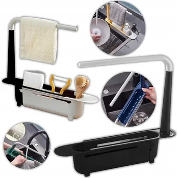 Odkapávač na nádobí OCIEKACZ NA PRZYBORY SUŠÁK ORGANIZÉR DO DŘEZU POLIČKA ČERNÝ